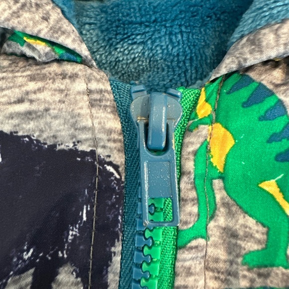 Baby Dinosaur & Prehistoric Animals Print Fleece Lined Hooded Jacket size 18M - Picture 4 of 10
